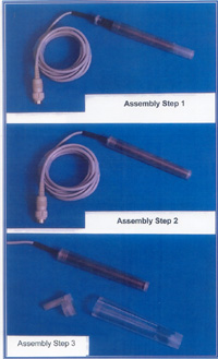 ASPIRATION SYSTEM FOR CAVITRON, ASSEMBLY STEPS 1 - 3